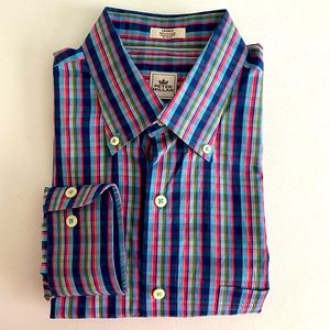 Mens Peter Millar Casual Plaid Dress Shirt Medium